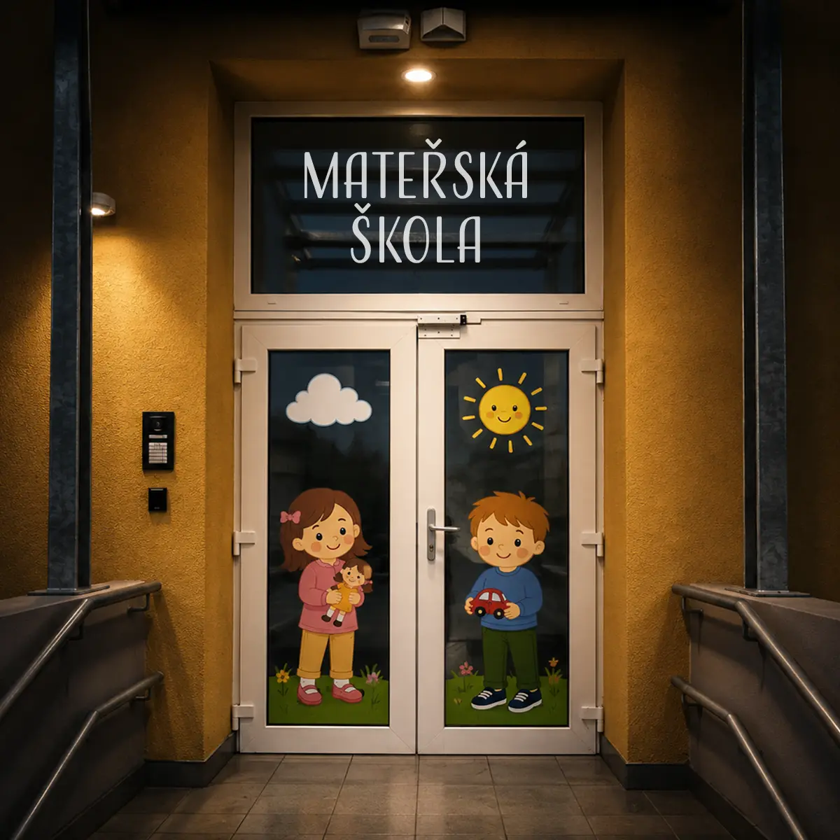 Polep vstupních dveří mateřské školy